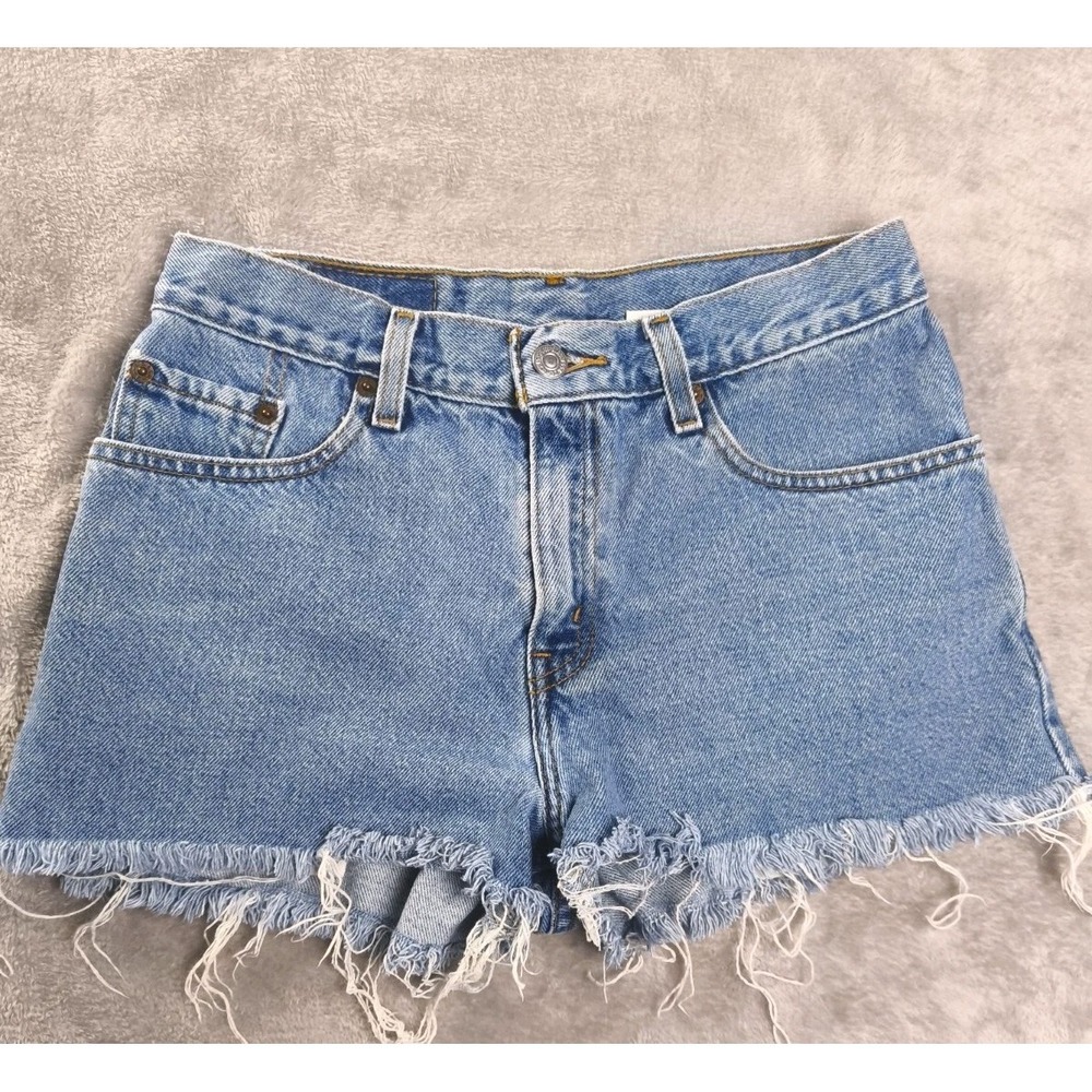 Levis 512 Vintage High Waisted Distressed Denim Cut Off Shorts Light Wash Size 5